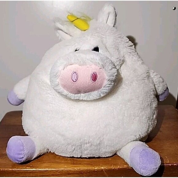 JAY AT PLAY MUSHABLE POT BELLIES SOFT SITTING ROUND WHITE UNICORN 12" PLUSH-EUC - Picture 8 of 11